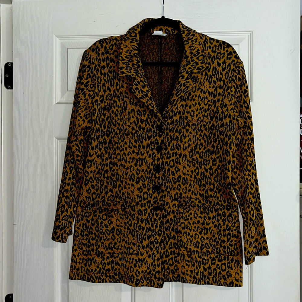 Cheetah Print Knit Blazer